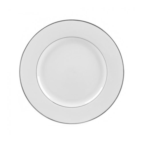 10 3/4" China Dinner Plate "White with Platinum Band" (Rack of 20)