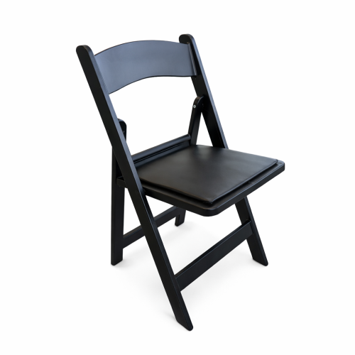 Black Folding Resin Chair with Padded Seat