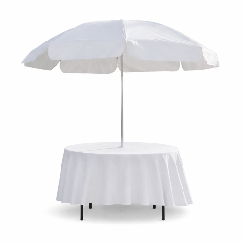 White Umbrella with 48" Round Table