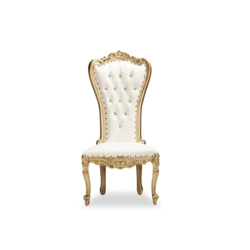Throne Chair - White with Gold Frame