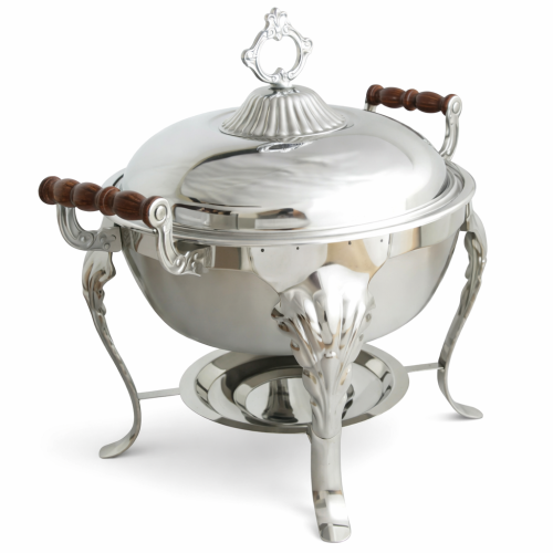 6 Qt Round Ornate Stainless Chafing Dish