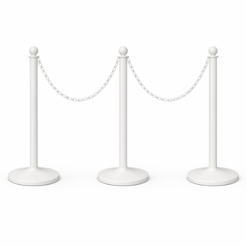 White Stanchions w/ Chain